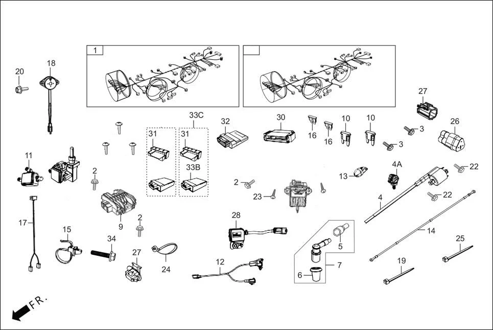 F-22-DRUM WIRE HARNESS assembly diagram for Hero XOOM 125 OBD2(Apr., 2025)