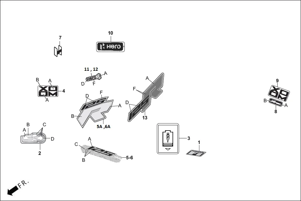 F-26-DISC MARK/STRIPE assembly diagram for Hero XOOM 125 OBD2(Apr., 2025)