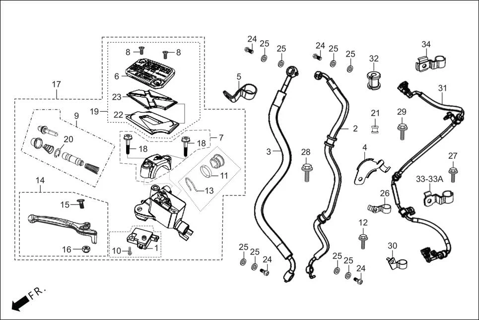 F-3A-DISC FRONT BRAKE (MASTER CLY.) assembly diagram for Hero XOOM 125 OBD2(Apr., 2025)