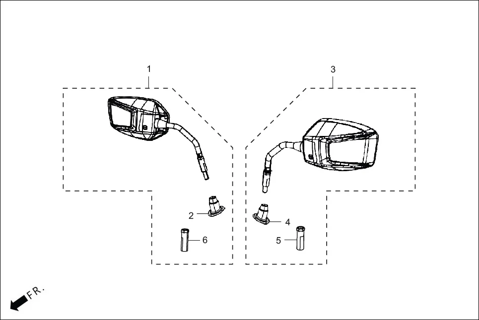 F-3B MIRROR assembly diagram for Hero XOOM 125 OBD2(Apr., 2025)
