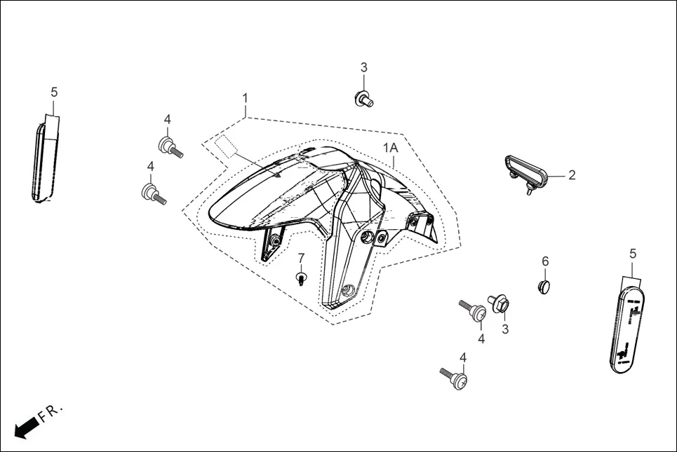 F-5-DRUM FRONT FENDER assembly diagram for Hero XOOM 125 OBD2(Apr., 2025)
