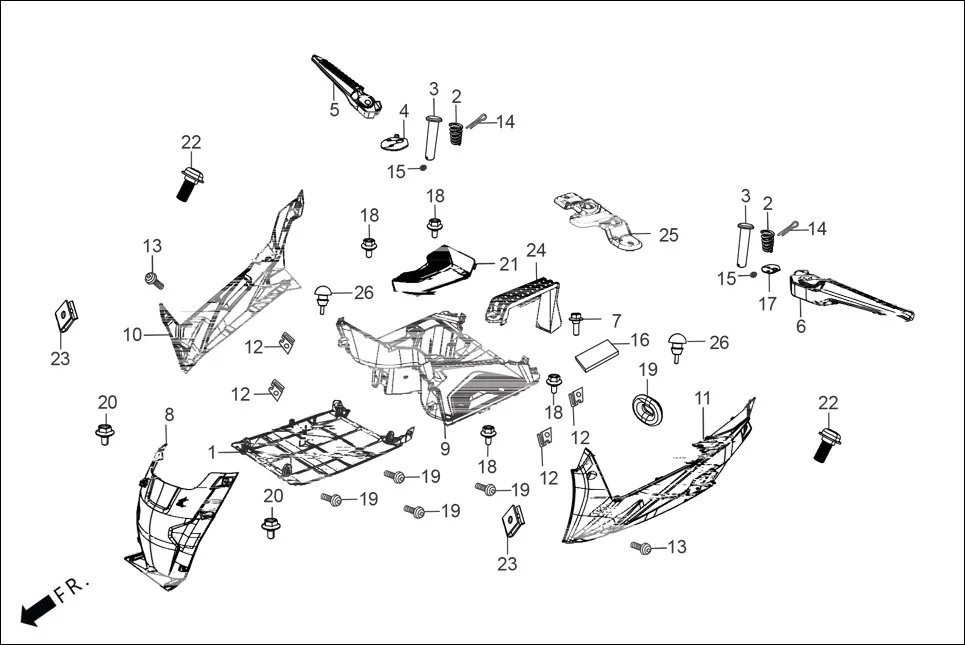 F-7 FLOOR PANEL assembly diagram for Hero XOOM 125 OBD2(Apr., 2025)