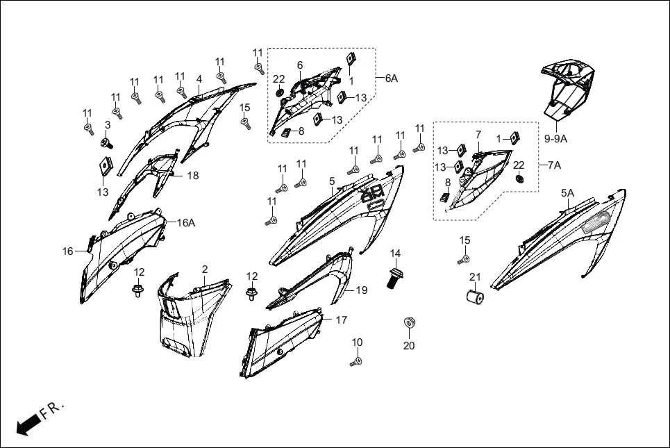 F-8-DISC BODY COVER assembly diagram for Hero XOOM 125 OBD2(Apr., 2025)