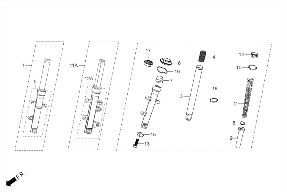 F-9A-DISC FR. FORK(DRUM) assembly diagram for Hero XOOM 125 OBD2(Apr., 2025)