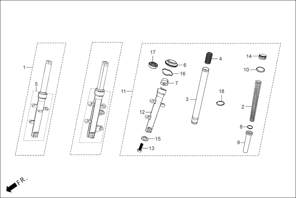 F-9A-DRUM FR. FORK(DRUM) assembly diagram for Hero XOOM 125 OBD2(Apr., 2025)