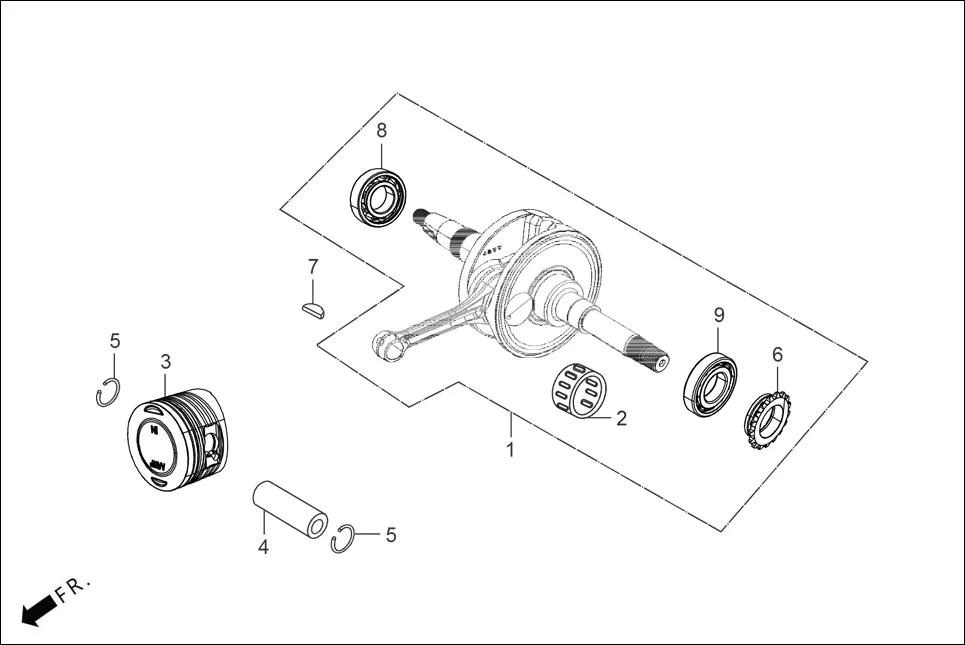 E-16 CRANK SHAFT/PISTON