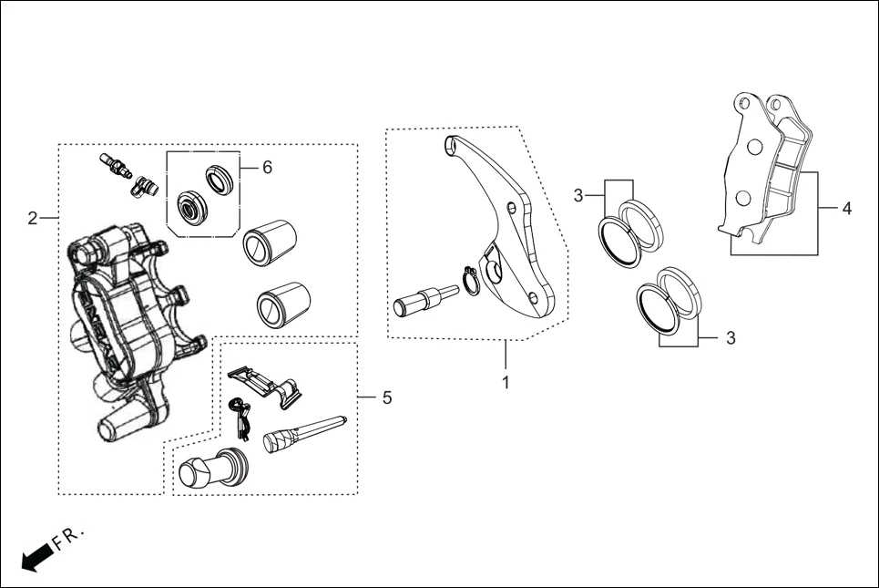 F-10A CALIPER ASSY. diagram showing 45221-ABG-010