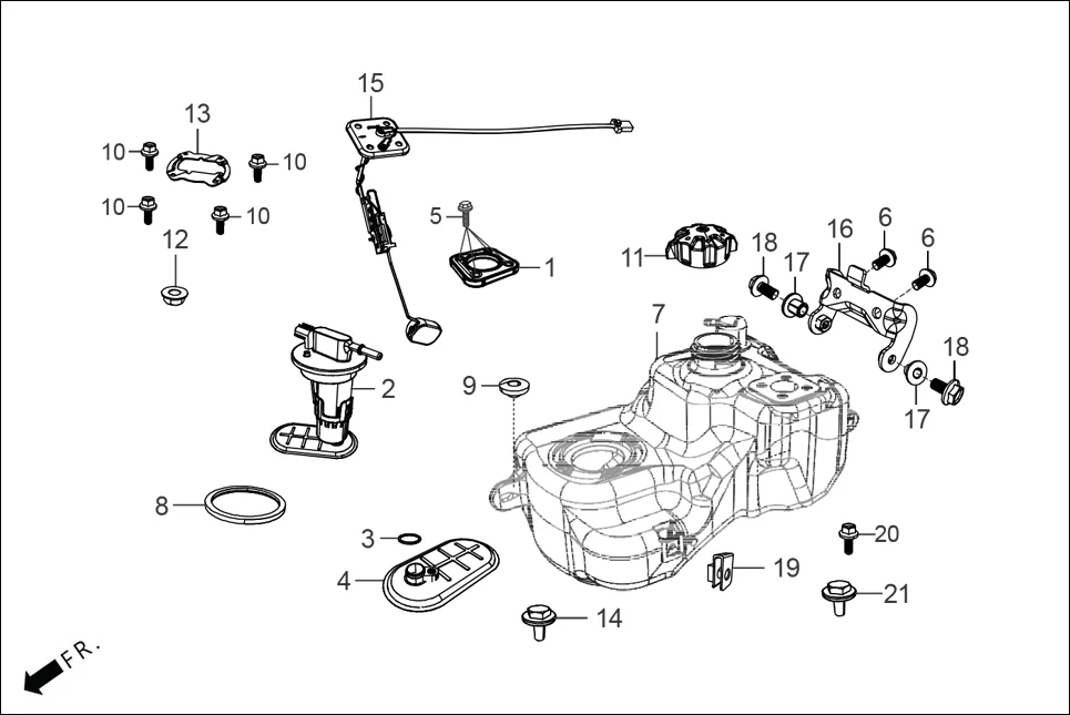 F-13 FUEL TANK diagram showing 95701-06012-00