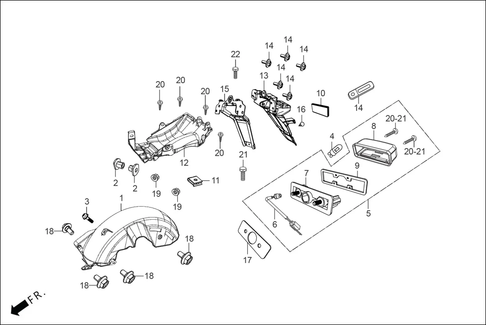 F-14 REAR FENDER diagram showing 90111-KPL-900
