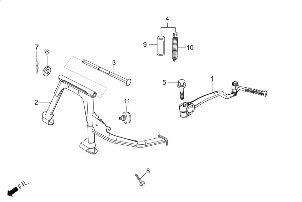 F-17 ARM KICK START/MAIN STAND assembly diagram for Hero XOOM 110 BSVI SPD EDTN (May, 2024)