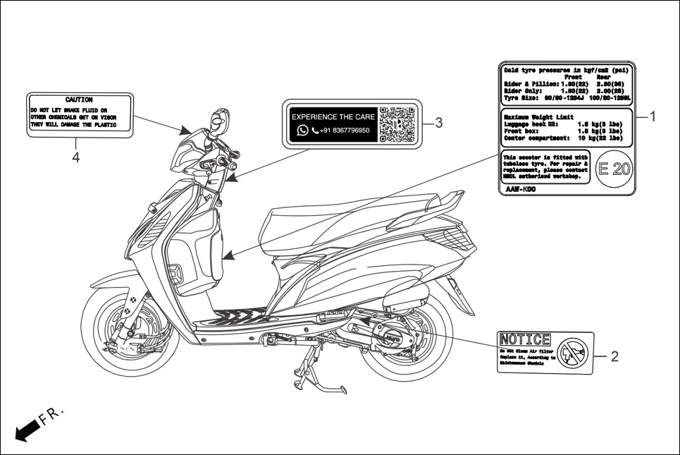 F-25 CAUTION LABEL diagram showing 87509-AAP-000