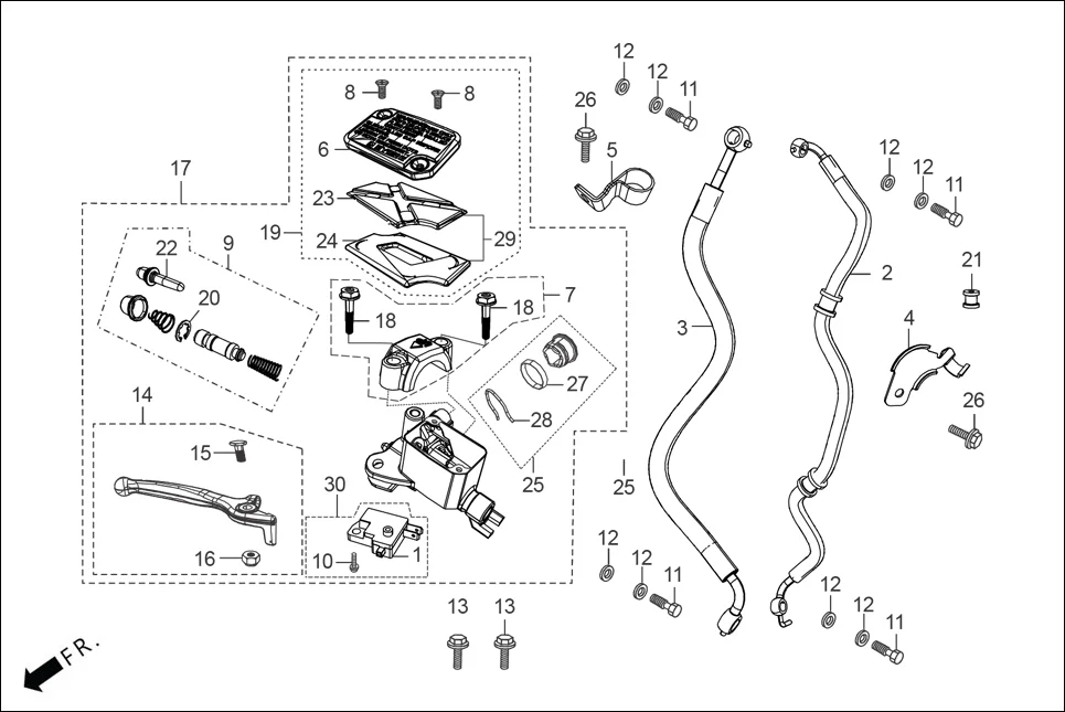 F-3A FRONT BRAKE (MASTER CLY.) diagram showing 35340-KCC-841