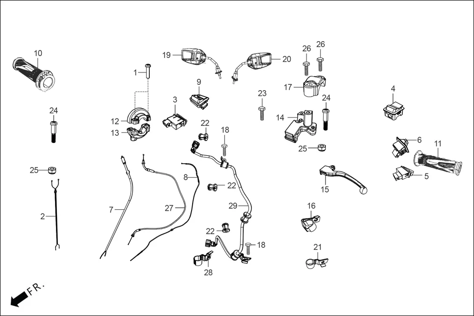 F-3 HANDLE LEVER/SWITCH/CABLE diagram showing 53178-ABV-010