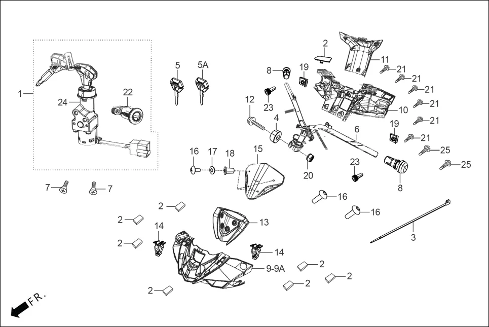 F-4 STEERING HANDLE/HANDLE COVER diagram showing 90320-GC3-000
