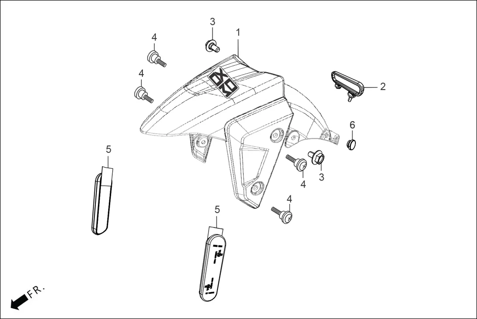 F-5 FRONT FENDER diagram showing 61324-ABH-500