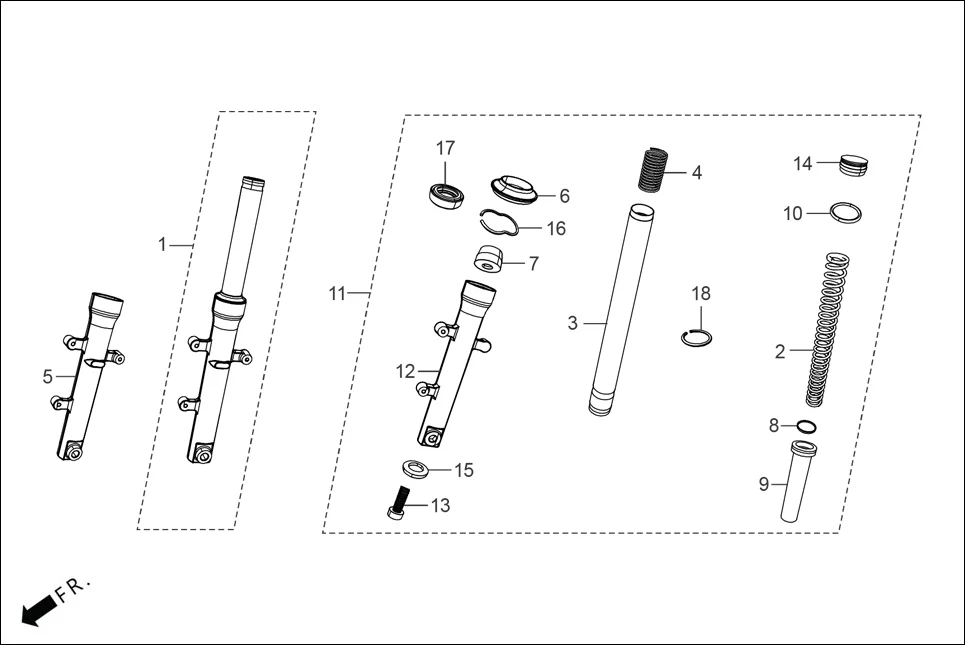 F-9A FR. FORK diagram showing 90601-GF5-730