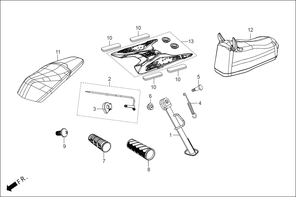 FOP-4 SIDE STAND/COVER ASSY. SEAT (OPTIONAL) diagram showing K99996AAWPD01