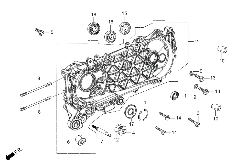E-15 LEFT CRANK CASE