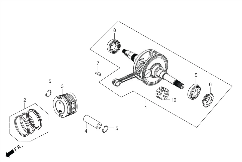 E-16 CRANK SHAFT/PISTON