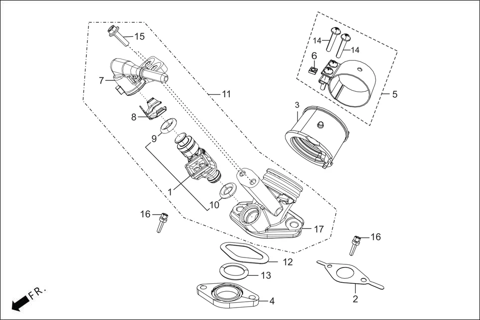 E-17A FUEL INJECTOR ASSY./INLET PIPE ASSY.