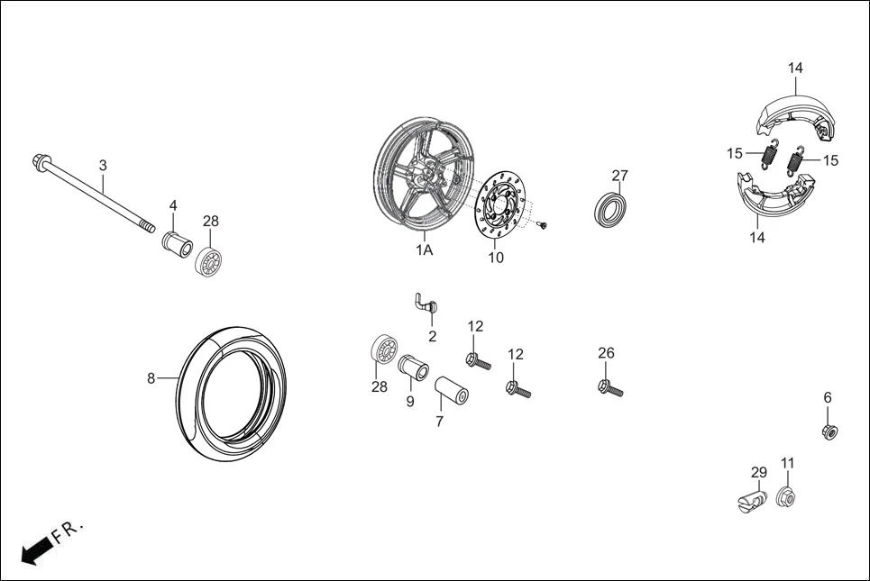 F-10-SE FRONT WHEEL diagram showing 90754-KPL-900