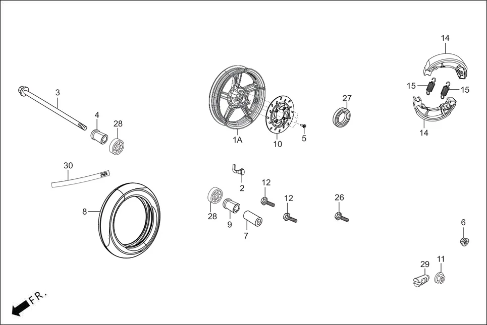 F-10-ZX FRONT WHEEL diagram showing ACVKC3E0030AMG