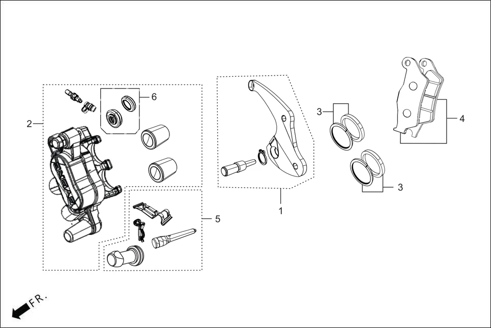 F-10A CALIPER ASSY. diagram showing 45211-ABR-000