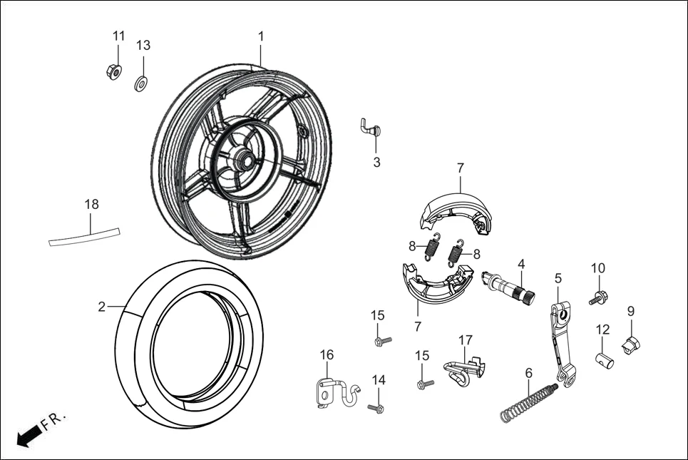 F-11-VX REAR WHEEL diagram showing 96001-06012-00