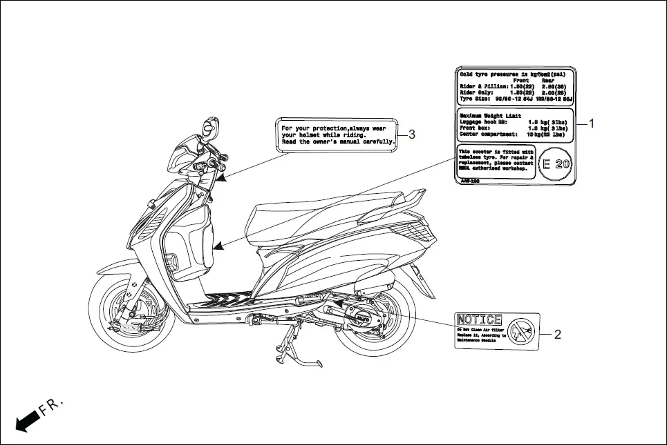 F-25 CAUTION LABEL diagram showing 87509-AAP-000