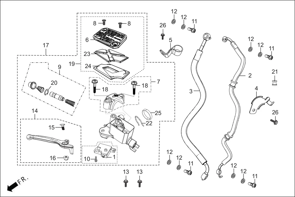 F-3A FRONT BRAKE (MASTER CLY.) diagram showing 90145-RAA-000