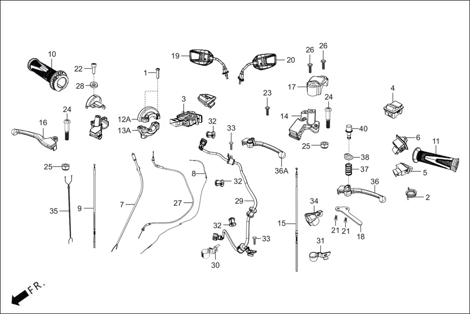 F-3 HANDLE LEVER/SWITCH/CABLE diagram showing 35340-KTP-890