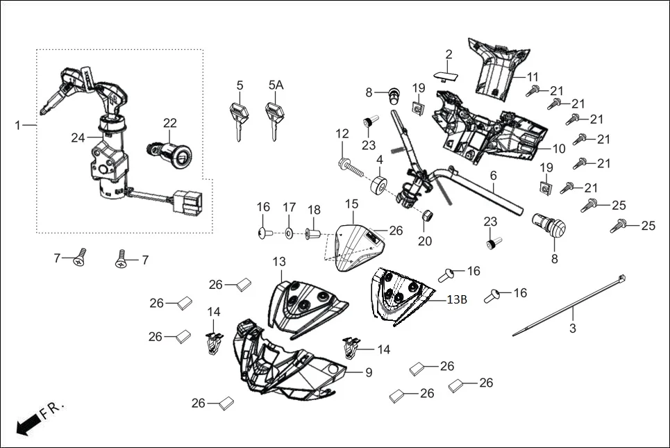 F-4-VX STEERING HANDLE/HANDLE COVER diagram showing 90320-GC3-000