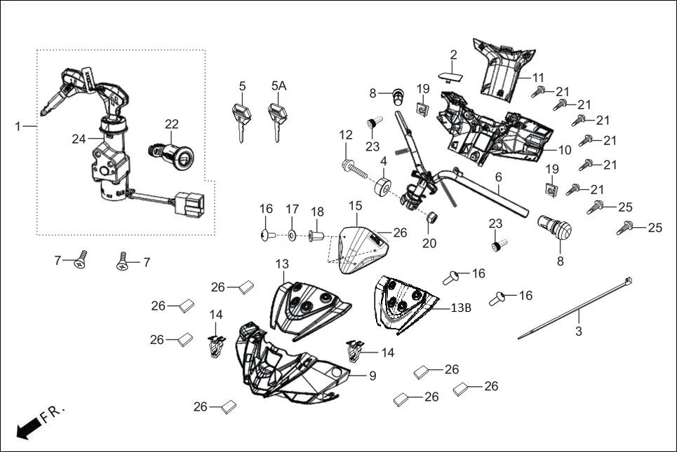 F-4-ZX STEERING HANDLE/HANDLE COVER diagram showing 53237-AAW-D00V