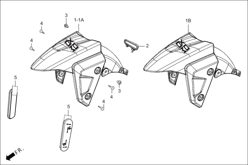 F-5-VX FRONT FENDER diagram showing 45451-AAW-000