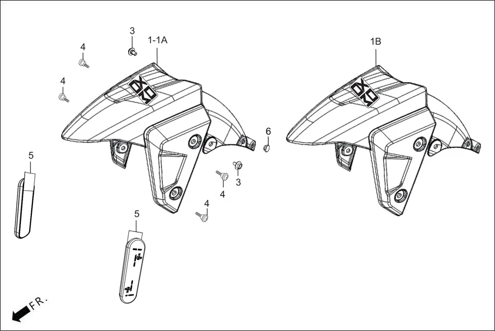 F-5-ZX FRONT FENDER diagram showing ACVKS6A0070ASG