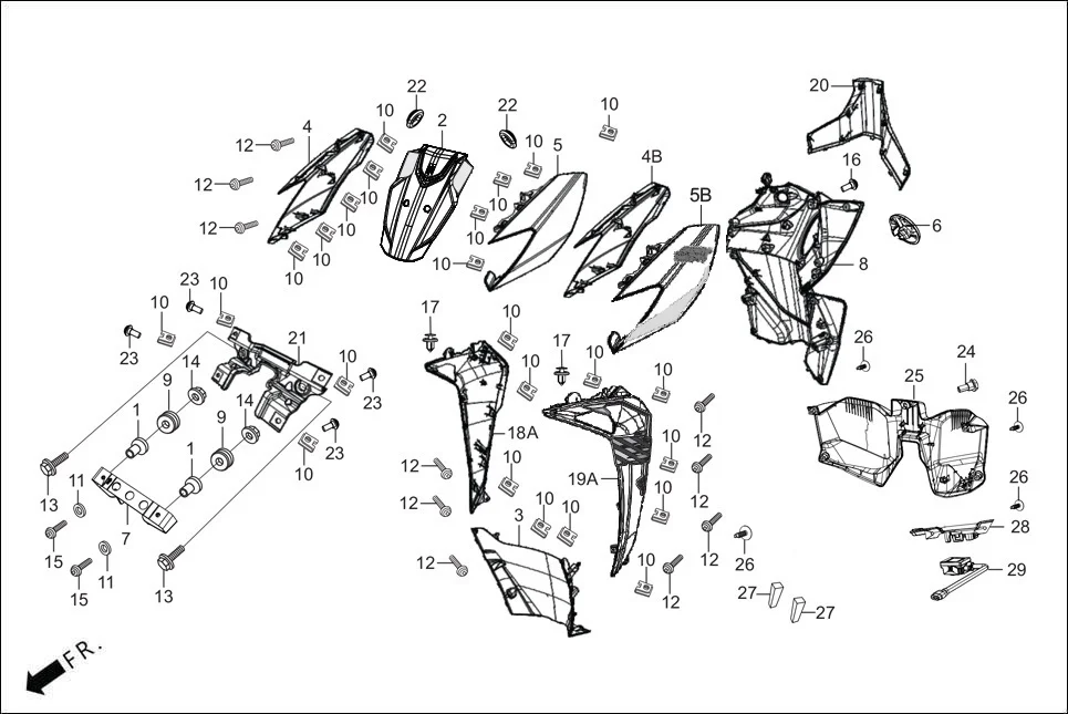 F-6-VX FR. &amp; INNER COVER diagram showing 64301-AAW-D00U