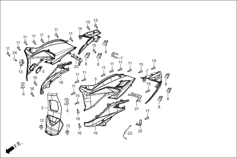 F-8-SE BODY COVER assembly diagram for Hero XOOM 110CC OBD2(Aug.,2025)