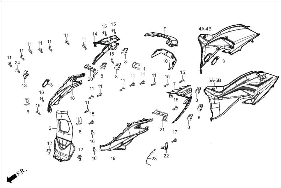 F-8-ZX BODY COVER diagram showing 80150-AAW-D00V