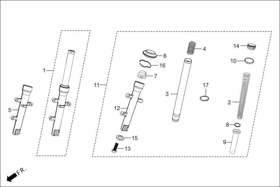 F-9A-VX FR. FORK diagram showing 90601-GF5-730