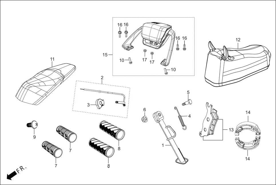 FOP-4 SIDE STAND/COVER ASSY. SEAT (OPTIONAL) diagram showing 94050-08070
