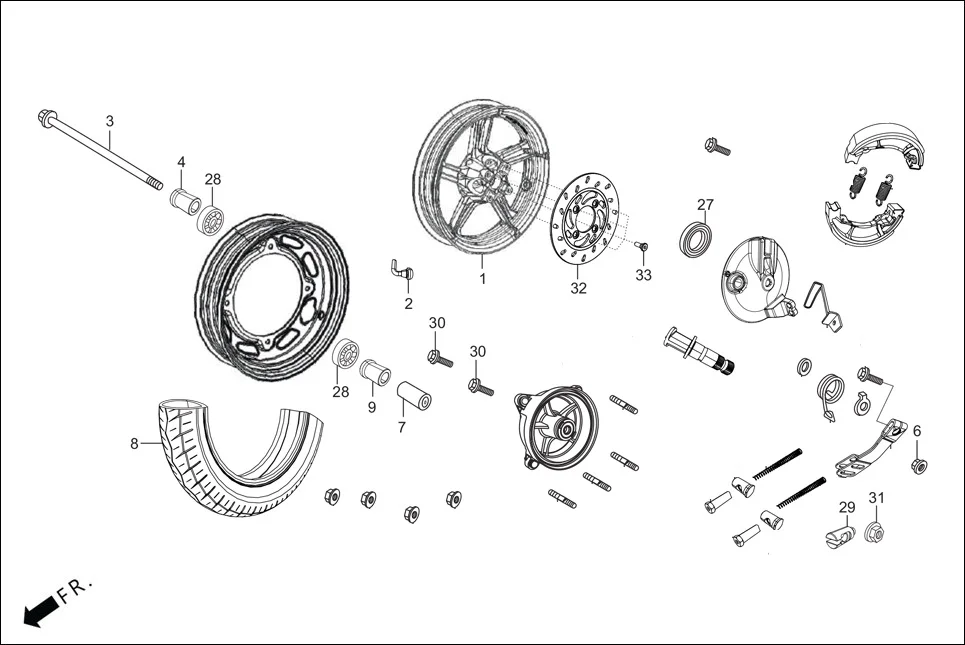 F-10-ZX FRONT WHEEL assembly diagram for Hero XOOM BS6 FI(Jan,2023)