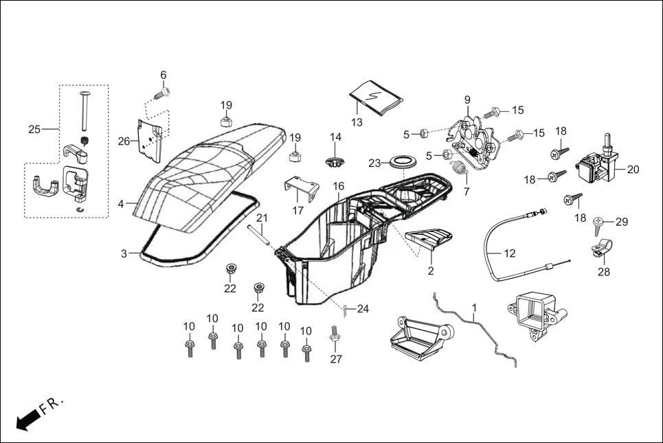 F-12-ZX SEAT/LUGGAGE BOX assembly diagram for Hero XOOM BS6 FI(Jan,2023)