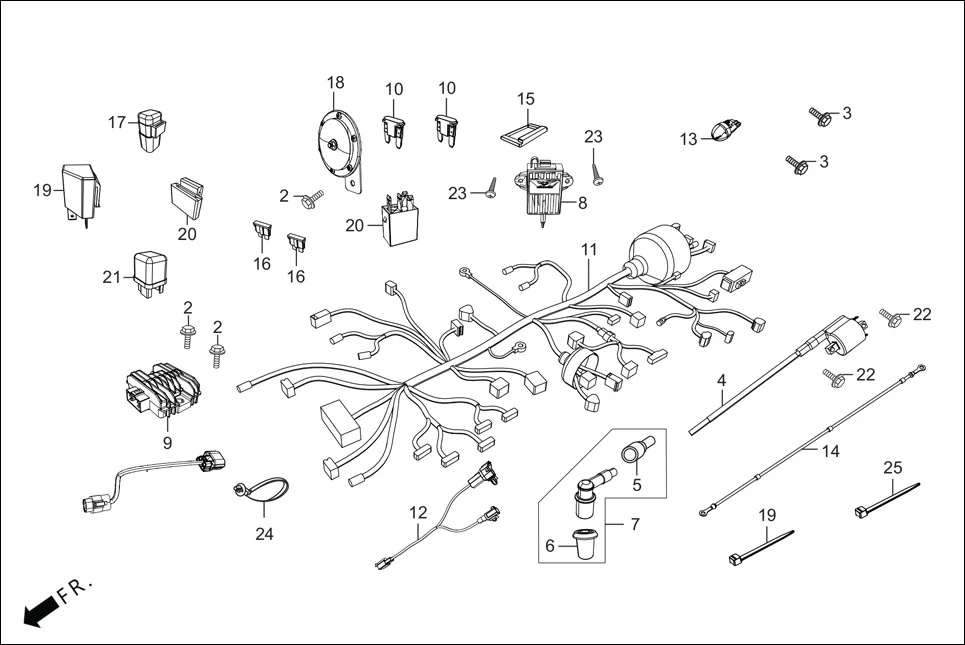F-22-VX WIRE HARNESS assembly diagram for Hero XOOM BS6 FI(Jan,2023)