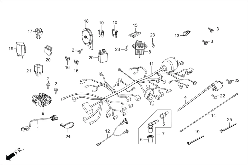 F-22-ZX WIRE HARNESS assembly diagram for Hero XOOM BS6 FI(Jan,2023)