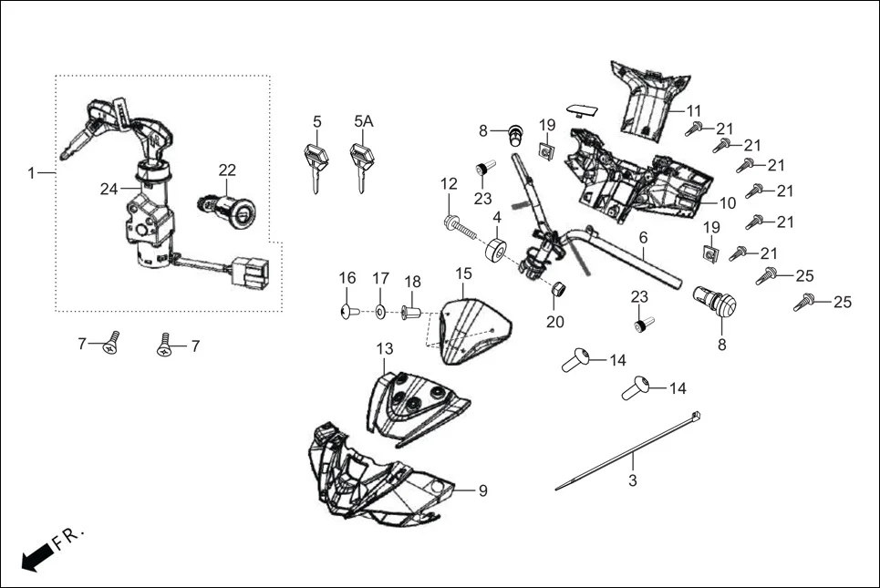 F-4-ZX STEERING HANDLE/HANDLE COVER assembly diagram for Hero XOOM BS6 FI(Jan,2023)