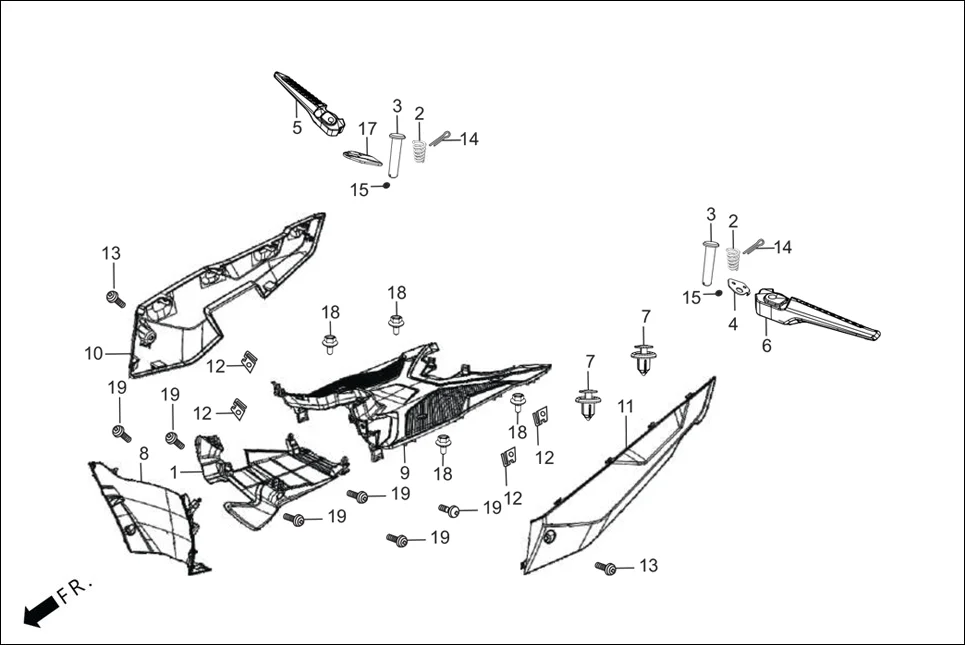F-7 FLOOR PANEL assembly diagram for Hero XOOM BS6 FI(Jan,2023)