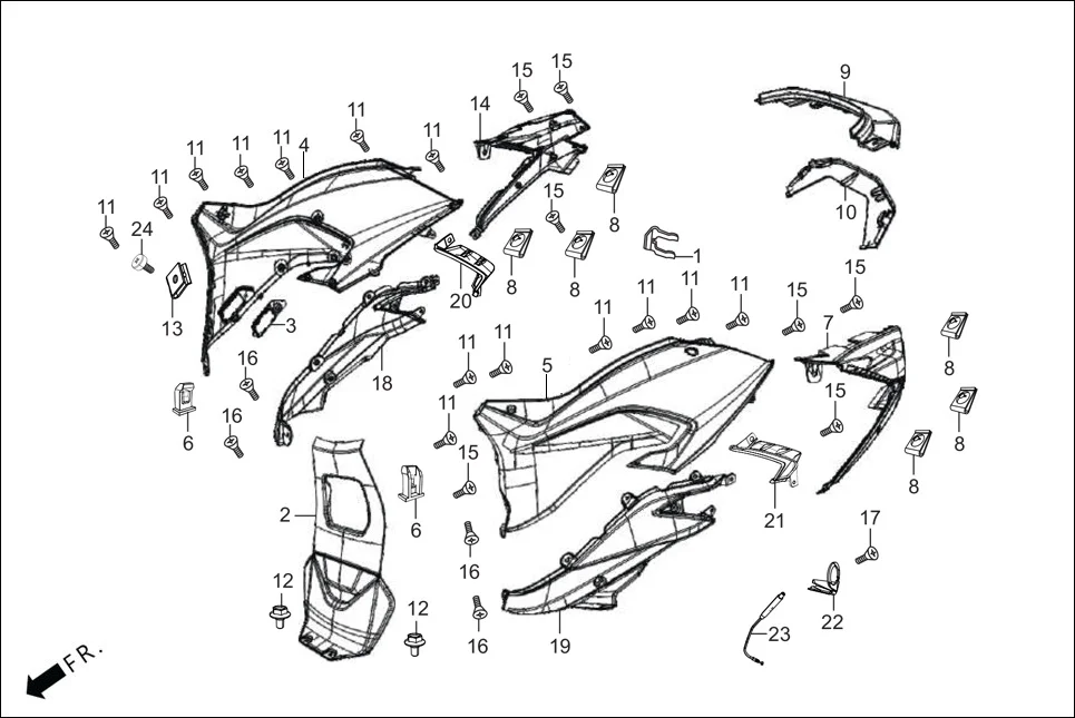 F-8-VX BODY COVER assembly diagram for Hero XOOM BS6 FI(Jan,2023)