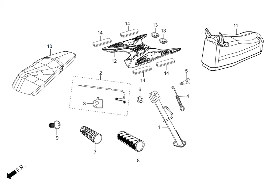 FOP-4 SIDE STAND/COVER ASSY. SEAT(OPTIONAL) assembly diagram for Hero XOOM BS6 FI(Jan,2023)