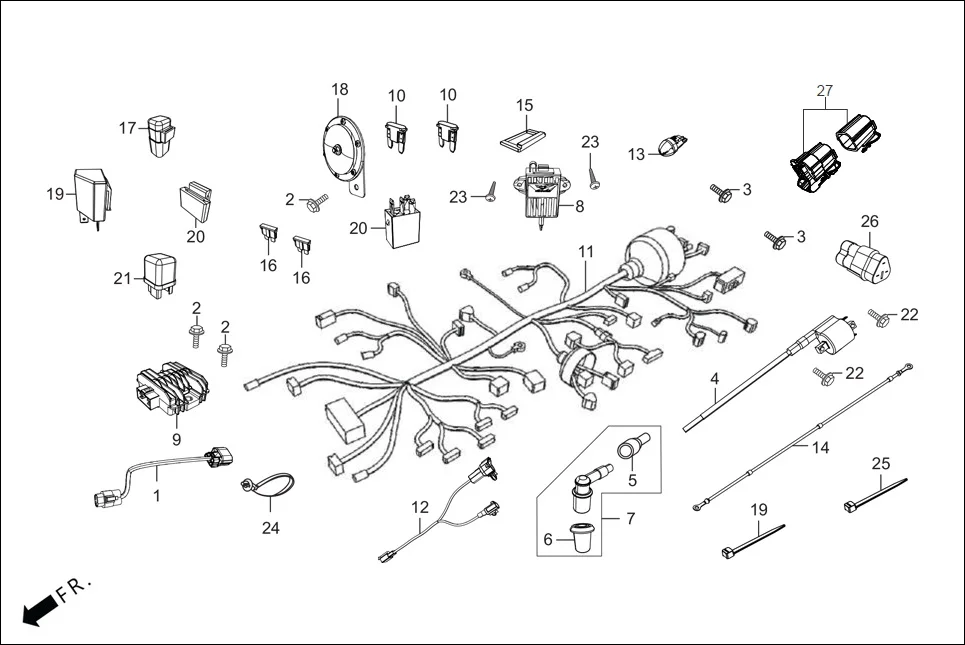 F-22-ZX WIRE HARNESS assembly diagram for Hero XOOM 110 BSVI OBD II(April,2023)