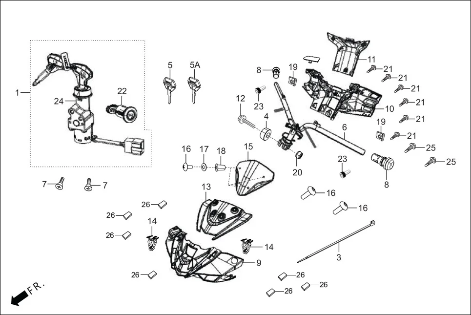 F-4-ZX STEERING HANDLE/HANDLE COVER assembly diagram for Hero XOOM 110 BSVI OBD II(April,2023)